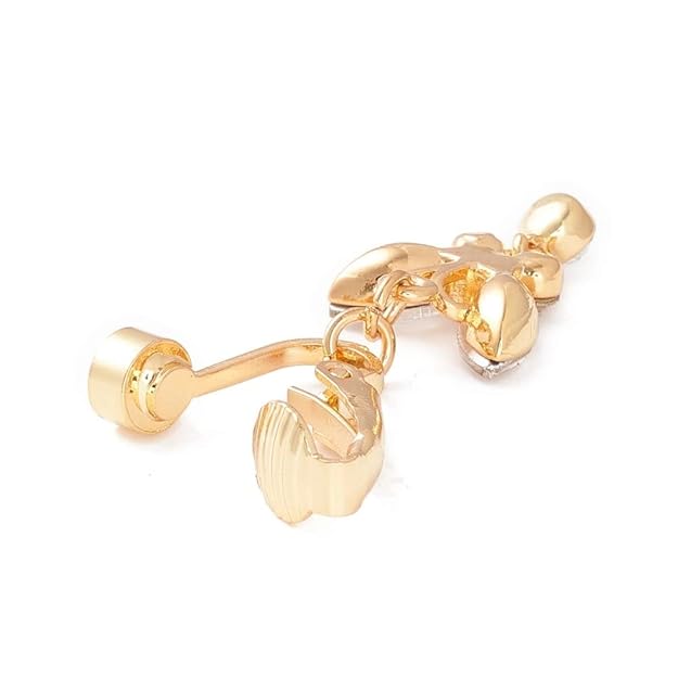 "Butterfly Charm Clip-On Belly Button Ring – No Piercing Needed Navel Jewelry for Women & Girls – 1 Pc (BB0106), Brass"