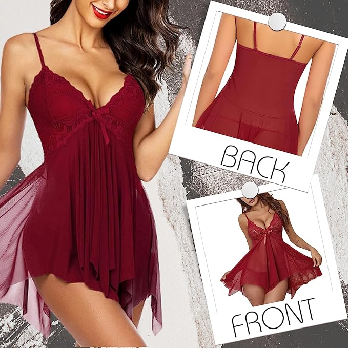 Babydoll Lingerie Nightwear for Women – Lace Sleepwear Dress for Girls | Honeymoon & Romantic Nightwear