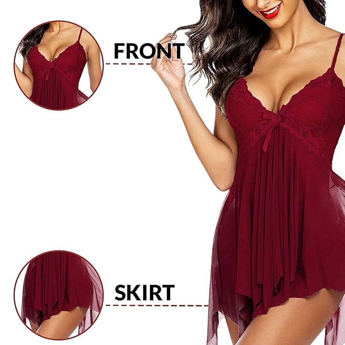 Babydoll Lingerie Nightwear for Women – Lace Sleepwear Dress for Girls | Honeymoon & Romantic Nightwear
