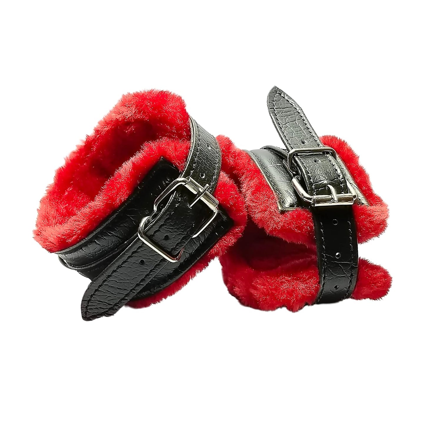 Adjustable Red & Black Handcuffs for Adults – Soft Padded Wrist Restraints for Couples | Bondage Roleplay Accessories