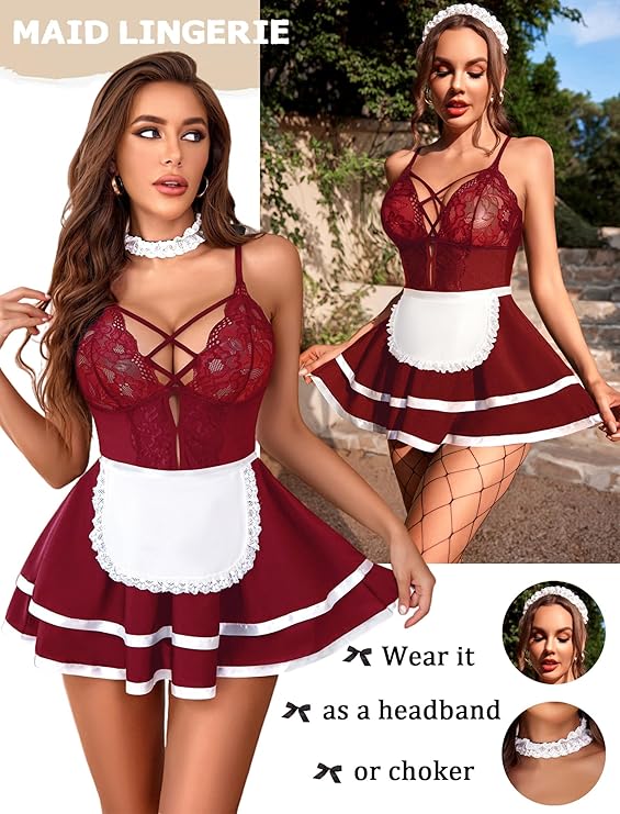 Premium UltraSoft Babydoll Lingerie – Mesh Bikini Bodysuit & Mini Chemise Skirt | Bridal, Honeymoon, Valentine & Party Nightwear
